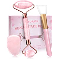 Rodillo de Jade- TURATA Facial Masaje Piedra Gua Sha Jade- Antienvejecedor Belleza Natural Dispositivo Herramienta…